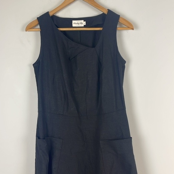 Smoking Lily Black Linen Blend Dress Size Small - Picture 2 of 9
